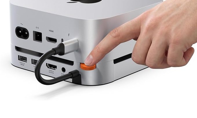 Stouchi Mac Mini M4 Dock with 8TB M.2 NVMe/SATA SSD Enclosure, 4K@60Hz HDMI, 2x USBA 10Gbps, SD/TF Card Reader, 3.5mm Audio, 2x USBA 3.0, Easy Power Button & Stable Wi-Fi for Mac Mini M5/M4 Pro(2024)